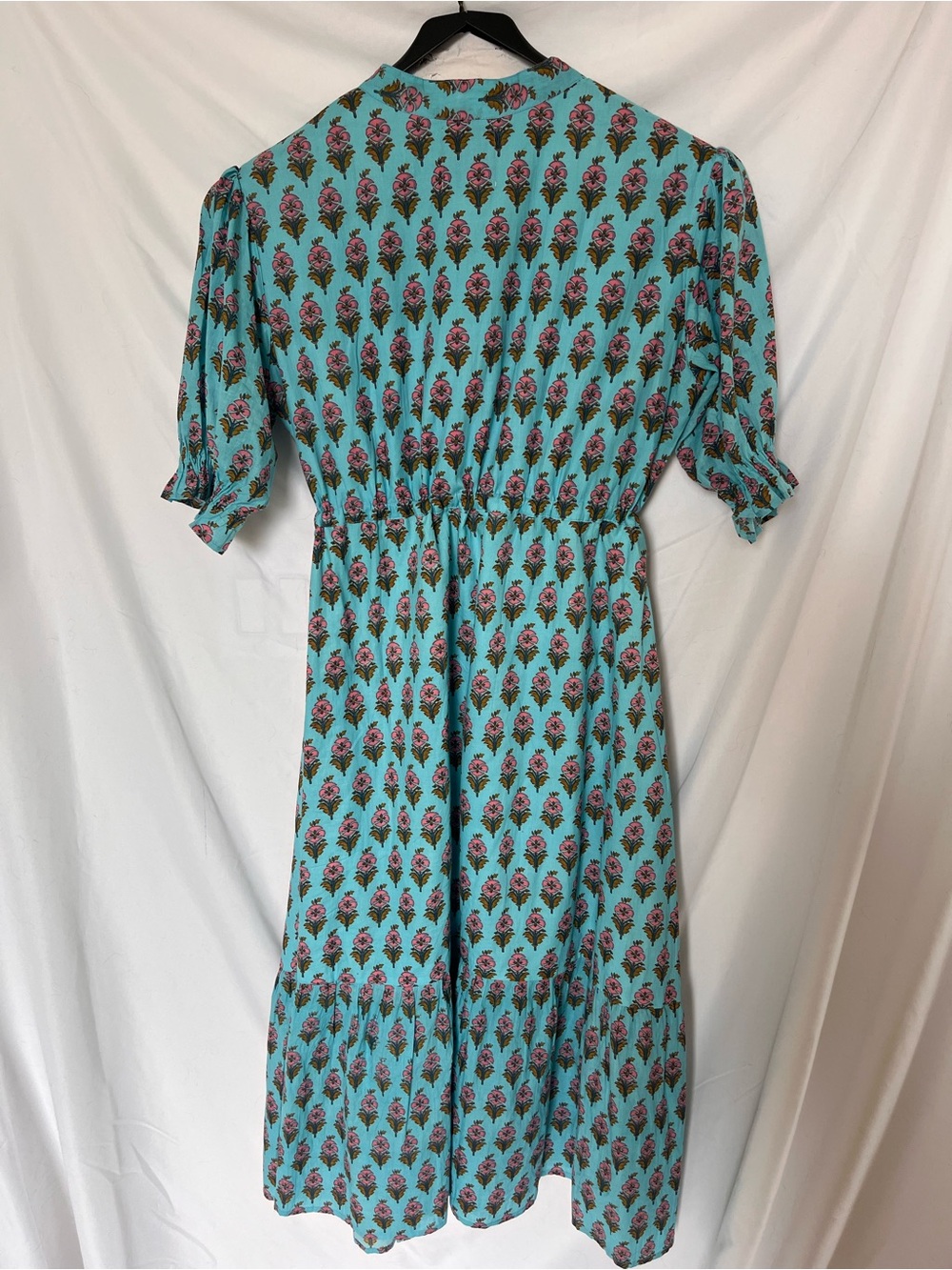 Indian Block Print Puff Sleeve Dress - Picture 6 of 9
